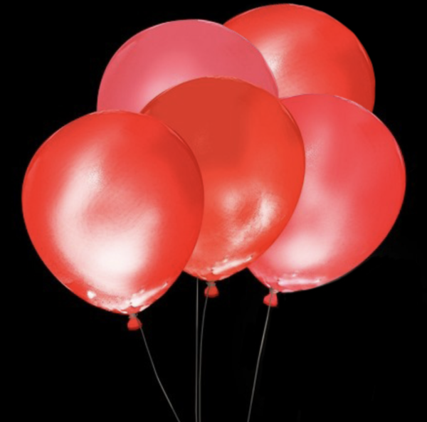 Svietiace balón červený s bielym LED svetlom