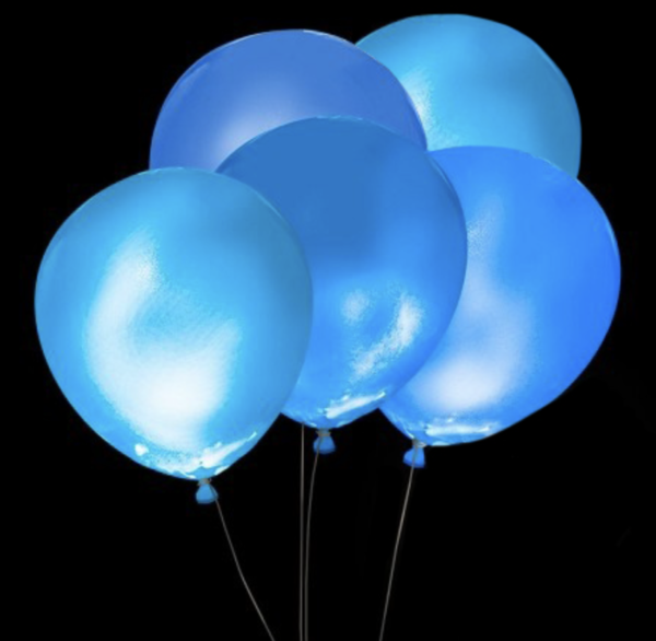 Svietiace balón modrý s bielym LED svetlom
