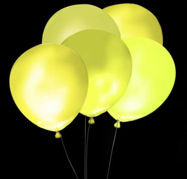 Svietiace balón žltý s bielym LED svetlom