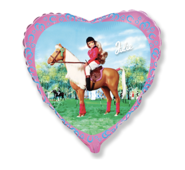 Balón Barbie na koni-srdce